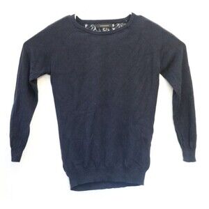 Atmosphere Womens Blouse  Sz 8‎ Blue Burnout Velvet Floral Lace Crewneck